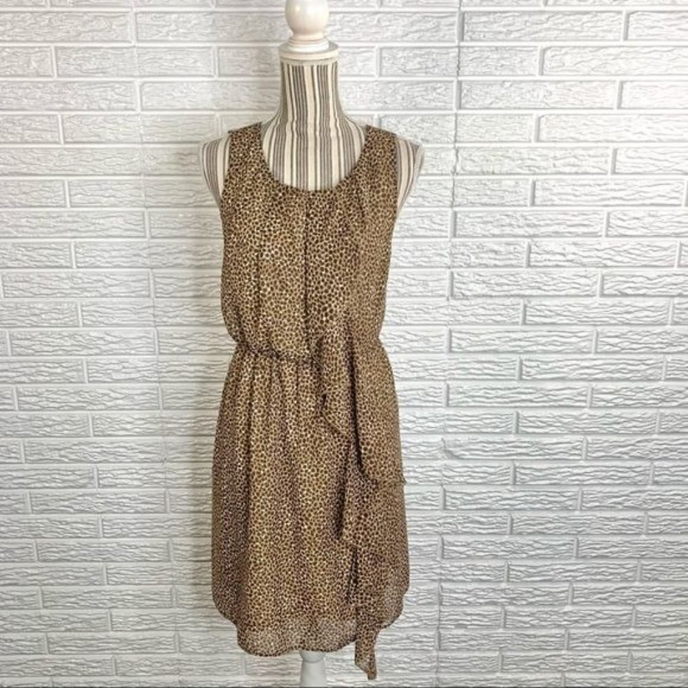 H&M Leopard Print Asymmetrically Ruffled Dress Size 12